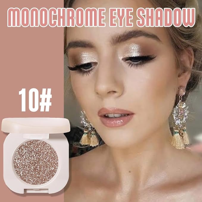 2Pcs Glitter Shimmer Sparkle Eyeshadow Palette Makeup For Old Women, Light Brown&Silver Glitter Shimmer Metallic Holographic Multichrome Cream Iridescent Single Monochrome Eye Shadow Makeup