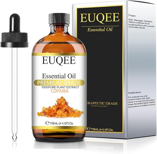 Copaiba Essential Oil 118 ml Pure Copaiba Oil Essential Oil with Dropper for Diffusers, DIY Soap, Candle Making, Aromatherapy (4fl oz)