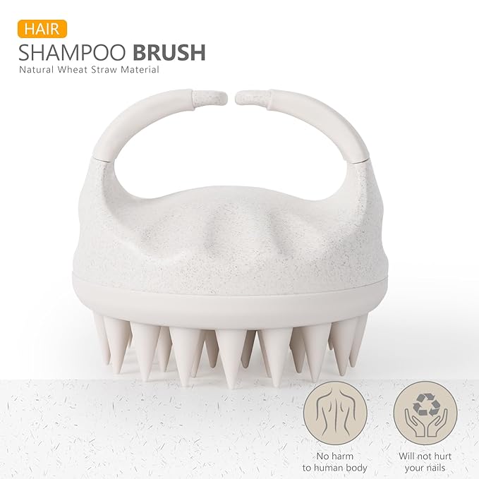 Sndyi Soft Silicone Scalp Massager for Dandruff Removal and Hair Growth - Wet Dry Scalp Exfoliator Brush for Scalp Care - Beige