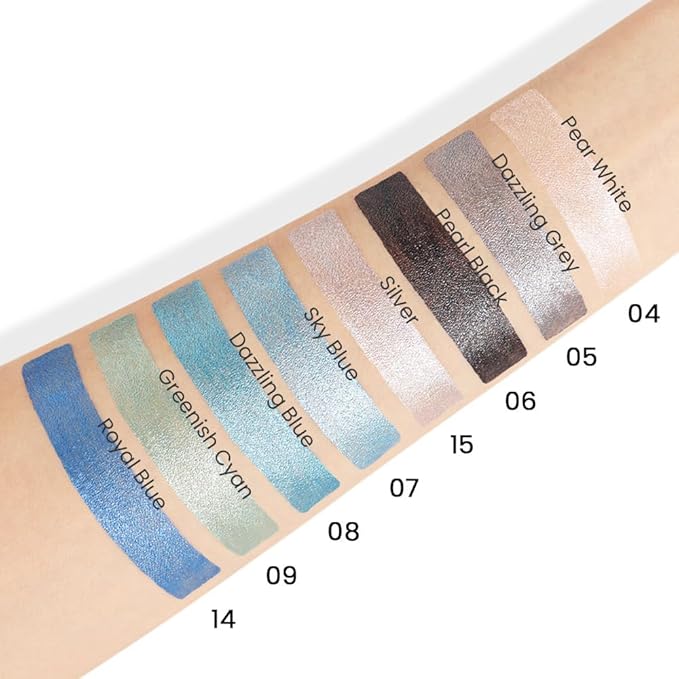evpct 4Pcs Cream Blue Eyeshadow Stick Pencil Set for Eyes Waterproof Sky Blue Dazzling Blue Greenish Cyan Royal Blue Shimmer Metallic Holographic Eyeshadow Crayon Stick Bulk sombras en crema para ojos
