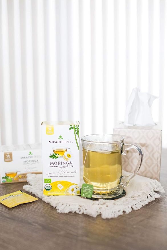 Miracle Tree - Organic Moringa Superfood Tea, 25 Individually Sealed Tea Bags, Lemon Chamomile (Keto, Detox, Energy/Immunity Booster, Vegan, Gluten-Free, Organic, Non-GMO, Caffeine-Free)