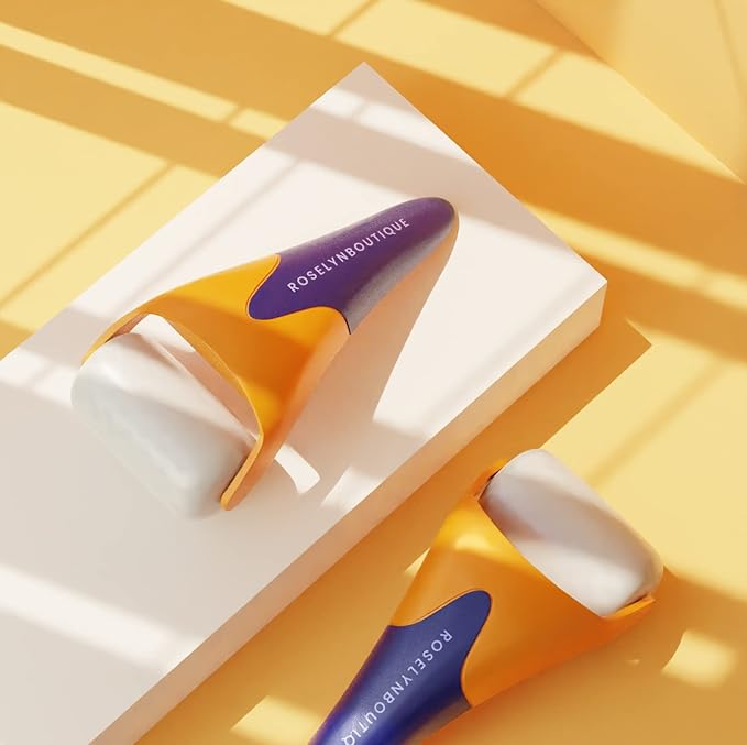 ROSELYNBOUTIQUE Ice Roller for Face Wrinkles Fine Lines Puffiness Stick Massager Facial Skin Care Tools Self Care Gifts for Men Women (Orange Blue)