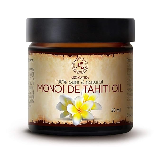 Monoi de Tahiti Carrier Oil 1.7 Fl Oz - Pure & Natural Cold Pressed Monoi Base Oil - Cocos Nucifera - Gardenia Tahitensis - Unrefined Carrier Oil for Essential Oils - Face & Body Care - Massage