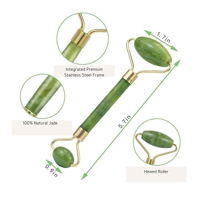 Jade Roller for Face - Improves Skin Tone and Blood Circulation - Skin Care Face Massager for Women Reduces Under-Eye Puffiness, Remove Wrinkles ,Relieve Stress and Dark Circles