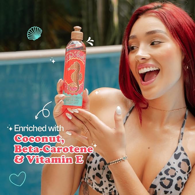 D'Luchi Tanning Oil with Coconut Oil Collagen and Vitamin E, SPF 4 Moisturizing Tanning Oil, Hypoallergenic, Paraben Free, 8.45 oz