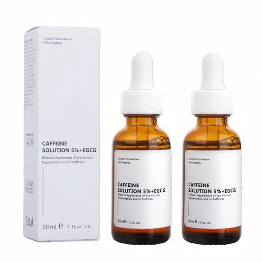 Caffeine Solution 5% + EGCG, Caffeine Eye Serum For Face, Moisturizing Under Eye Solution For Reduces Dark Circles & Puffiness, 30ML (1, 2PC)