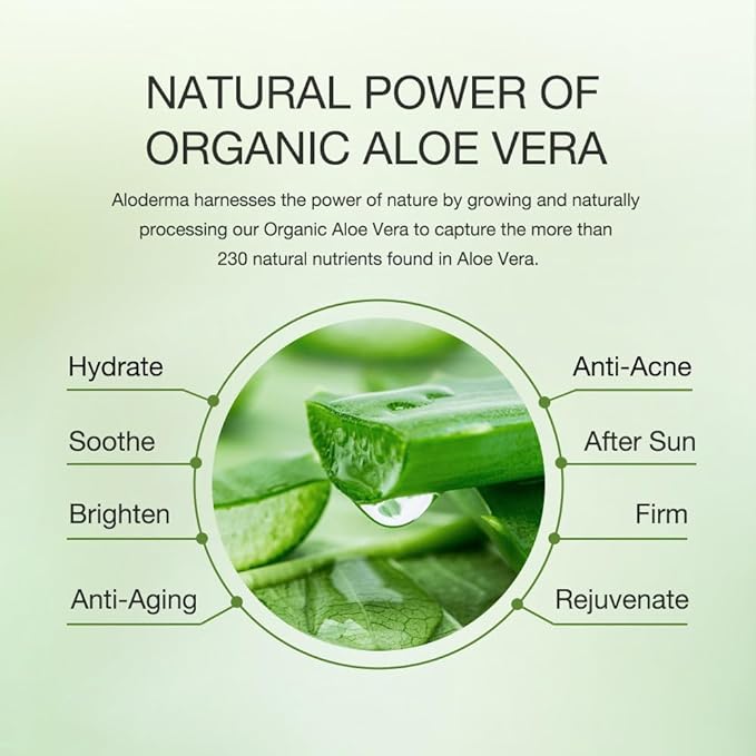 Aloderma Organic Aloe Vera Gel for Skin + Tea Tree Oil, Made within 12 Hours of Harvest, Soothing Pure Aloe Vera Gel for Face, Works Great for Scalp, Acne & Aftershave, All Natural Aloe Gel - 10.6 Oz
