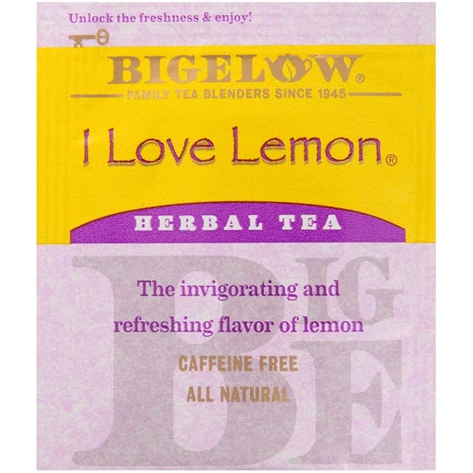Bigelow I Love Lemon Herbal Tea Bags 28-Count Box (Pack of 3) Lemon-flavored Herbal Tea Bags with Vitamin C All Natural