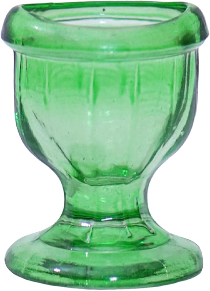Glass Eye Wash Cup for Keep Your Eyes Clean and Healthy | Soothing Relief from Allergens Irritants Makeup Dust Dry Eyes | Eye Shaped Rim Snug Fit Set of 2 (Light Green)