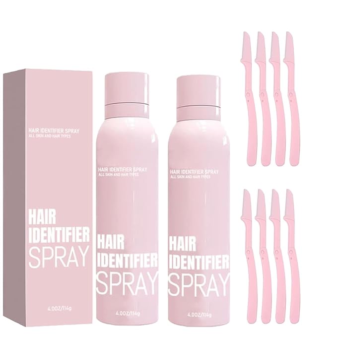 2PCS Hair Identifier Spray for Face Shaving，face hair identifier spray，Moisturizing And Skin Care Set Spray，suitable for all skin types (Spray Plus Razor)