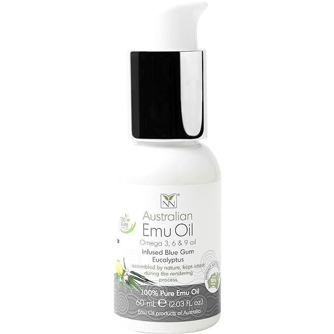 Emu Oil Pure Skin Moisturizer - Nail, Body, Face, Scalp & Hair Moisturizer with Omega 3, 6, 9, Vitamins, & Minerals - Australian Emu Oil for Skincare by Y-Not Natural - 60mL, Blue Gum Eucalyptus