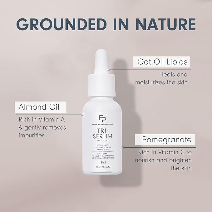 Tri-Serum, 3-in-1 Facial Serum with Natural Ingredients to Regenerate, Firm & Tone, and Repair Skin Barrier Function + Address Fine Lines and Wrinkles, For All Skin Types, 30 ml, 1 Fl Oz