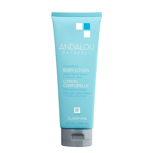 Andalou Naturals Body Lotion, Clarifying Grapefruit Skin Care, Lightweight, Gentle Exfoliating & Moisturizing Lotion with Salicylic Acid & Tea Tree for Skin Prone to Back Acne & Blemishes, 8 fl oz