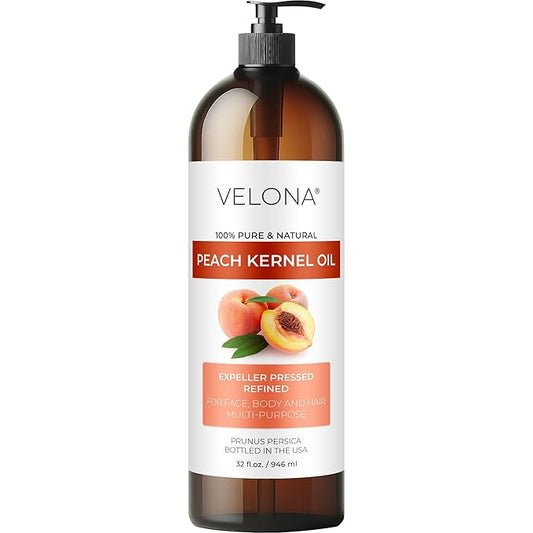 velona Peach Kernel Oil 32 Fl Oz | 100% Pure and Natural Carrier Oil | Refined, Cold pressed | Cooking, Skin, Hair, Body & Face Moisturizing | Use Today - Enjoy Results