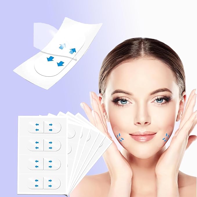 200PCS, Face Lift Tape, Bands Instant Facelift Tape for Wrinkles, Instant Neck Tape For Sagging Skin, Eyes, Jowls,Transparent Lifting Tapes with Elastic Bands