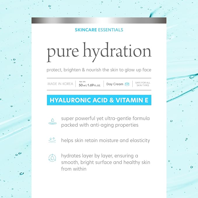 Hyaluronic Acid & Vitamin E Daily Face Moisturizer - Reduce Acne Scars, Fines Lines, Wrinkles, Hydrating Day Cream - Cruelty Free Korean Skin Care For All Skin Types - 1.69 Fl. oz/ 50ml