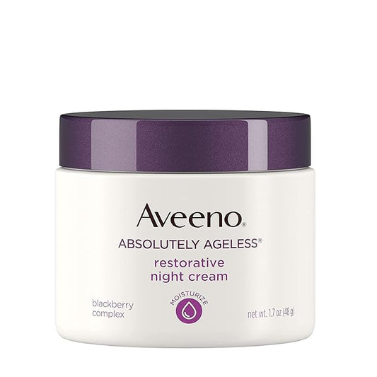 Aveeno Absolutely Ageless Restorative Night Cream Facial Moisturizer with Antioxidant-Rich Blackberry Complex, Vitamin C & E, Hypoallergenic, Non-Greasy & Non-Comedogenic, 1.7 fl. oz (Pack of 2)