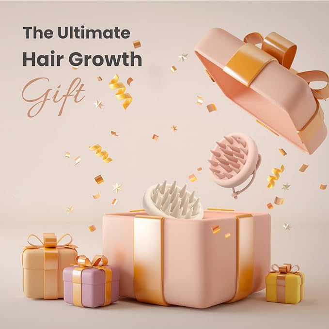 AIMIKE Scalp Massager Shampoo Brush, 100% Soft Silicone Scalp Scrubber, Scalp Exfoliator Brush for Dandruff Removal, Scalp Massager for Hair Growth, Wet Dry Hair Massager Shampoo Brush, Oatmeal