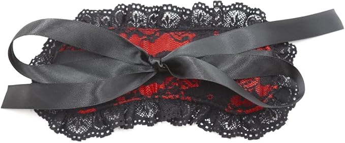 Soft Lace Eye Mask Party Ribbon Accessories, Eye Mask Comfortable Sleep Mask Can Be Adjusted to Shading Eyes, Travel,Home,Meditation,Shift Work (Rose Red)