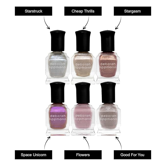 Deborah Lippmann Nail Polish, Gel Lab Pro Set | Treatment Enriched for Nail Health, Wear and Shine | No Lamps or Tools & 21-Free | Bejeweled, 6 Bottles