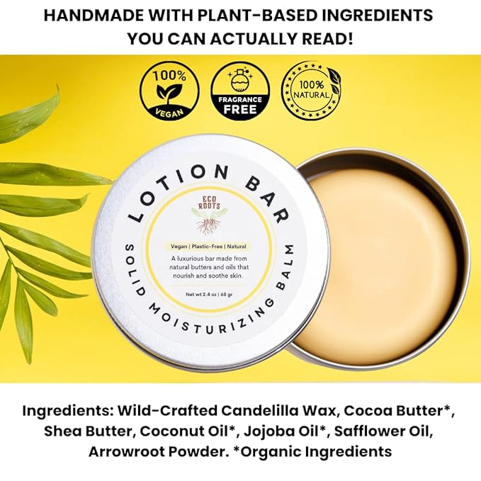 Lotion Bar | Waterless Lotion Bar | Solid Lotion | Natural Ingredients | Moisturizer Bar | Lotion Balm | Eco Friendly | Plastic Free | Vegan Lotion Bar Made With Candelilla Wax