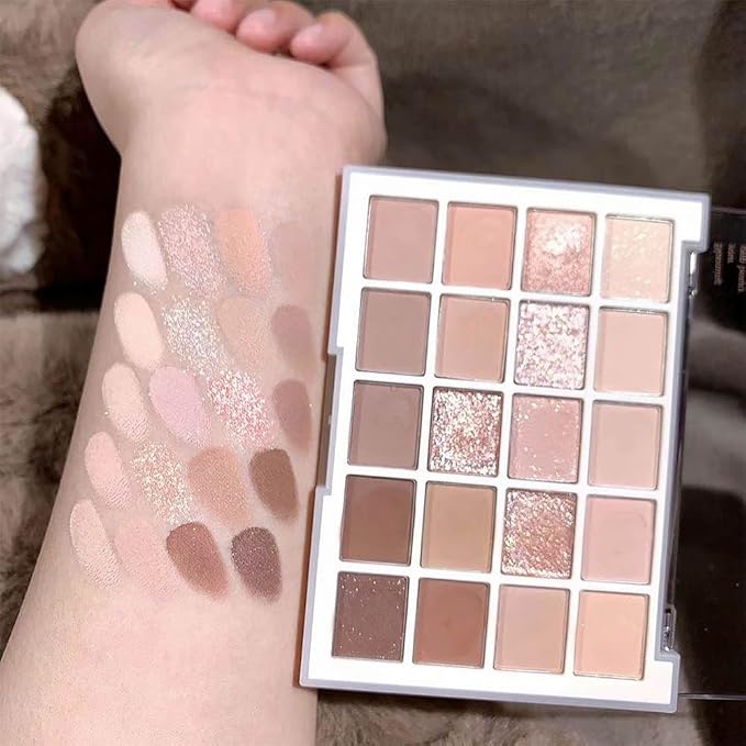 20Colors Rose Gold Dark Brown Nude Basics Matte Eyeshadow Palette,Eye Shadow Travel Makeup Palette all in one Long Lasting Waterproof Ultra-Blendable,Great for Travel Gift Kit