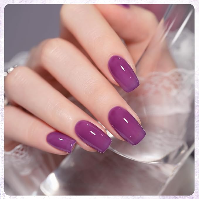 GAOY Purple Grape Jelly Gel Nail Polish Set and Cuticle Oil, 20ml Cuticle Care Strengthener Oil