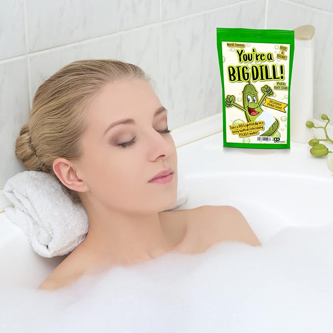 Big Dill Pickle Bath Soak - Fresh Dill Pickle Scent Bath Salts for Kids - Weird Spa Gift for Pickle Lovers, Funny Christmas Stocking Stuffers, Unisex Grab Bags, Easter Gift Baskets