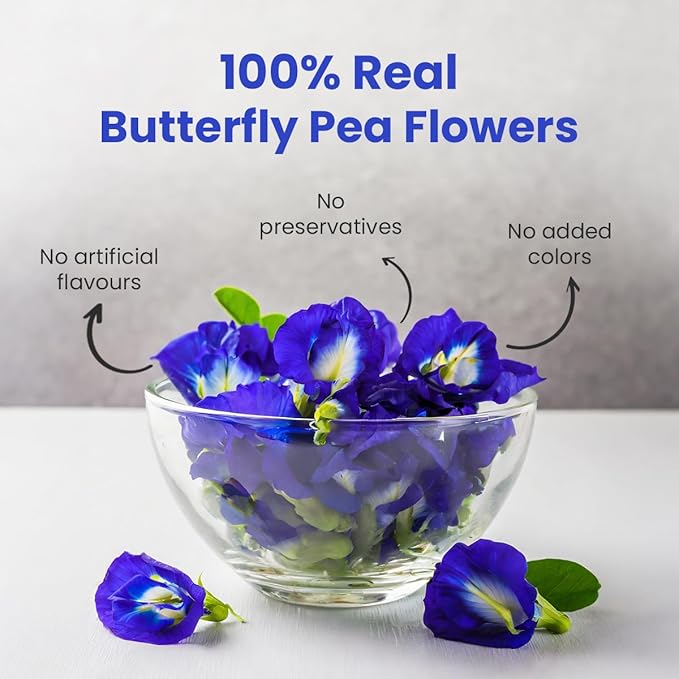 BLUE TEA - Butterfly Pea Flower Tea - 2.11 Oz (120+ Cups) | ANTIOXIDANT RICH | Chemical Free - Herbal Tea - Caffeine free - Non Bitter - No Preservatives - Non-GMO | Zipper Pack