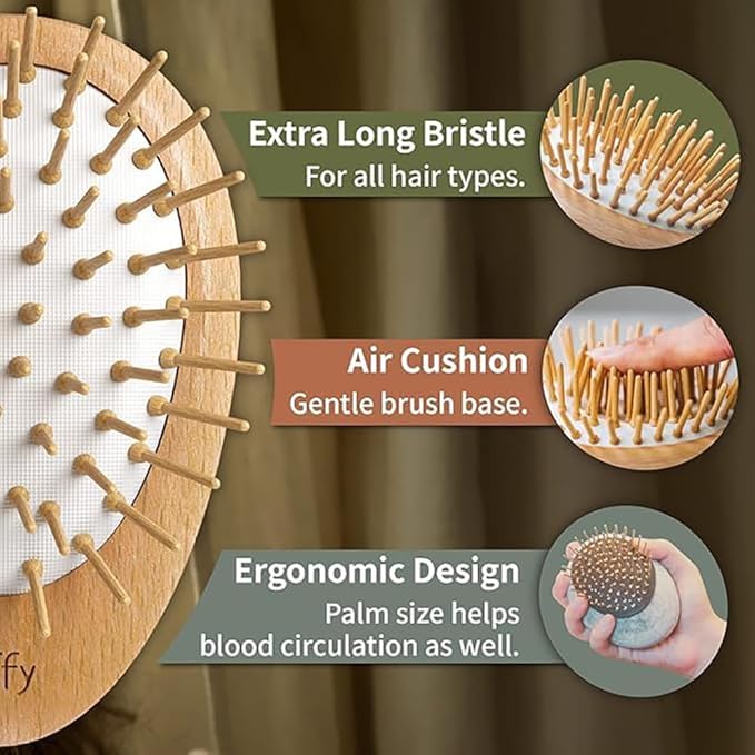 Uffy Acubrusher – 24K Gold-Plated Gua Sha Hair Brush | Ergonomic Scalp Massager for Dandruff & Hair Growth | For All Hair Types | Ideal Gift for Mom in Violet Purple