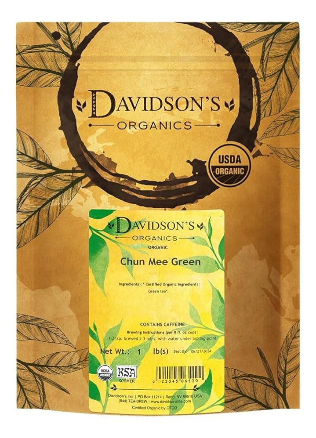 Davidson's Organics, Chun Mee Green, Loose Leaf Tea, 16-Ounce Bag