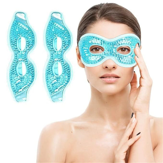 2PCS Gel Eye Mask, Hot Cold Compress Pack Eye Therapy Gel Bead Eye Masks, Reusable Cooling Ice Eye Mask with Holes, for Puffiness Dark Circles, Eye Bags, Dry Eyes, Headaches, Migraines, Stress Relief