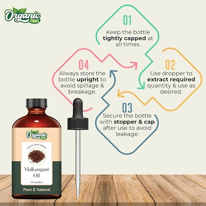 Malkangni Seed (Celastrus paniculatus) Oil | Pure & Natural Carrier Oil for Massage, Skin Care, Hair Care - 118ml/3.99fl oz