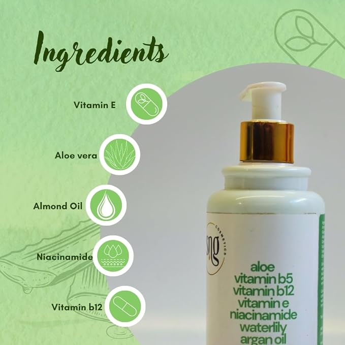 Aloe Vera & Vitamin E Body Lotion 300 ml - Deep Moisturization Waterlily, Argan oil and Almond oil Extracts Suitable All Skin Types