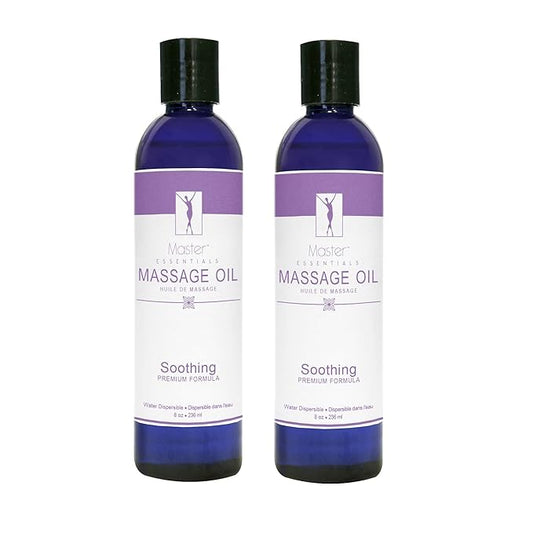 Master Massage Organic Massage Oil - 8 fl oz, Soothing Sense, Water-Soluble, Skin-Nourishing Formula for Relaxation, Ideal for Massage Therapy and Home Use, Pack of 2