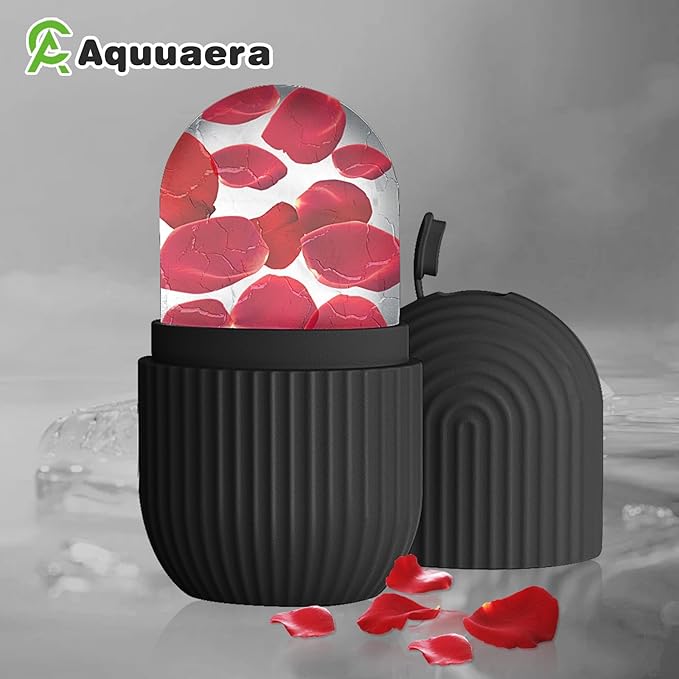 Ice Roller for Face and Eye，Ice Cube Roller Massager for Skin Women Care Tools, Naturally Conditioning De-Puff Eye Bags, Reduce Migraine Pain， Reusable Massage Silicone Ice Mold （Black）