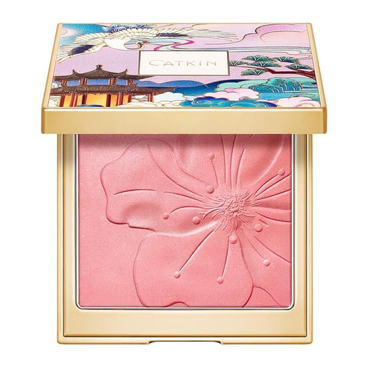 CATKIN Cheek Powder Blush Baked Pink Makeup Blusher Creamy Light Weight Long Lasting Natural Shimmer Finish 10g (C08 Crush)