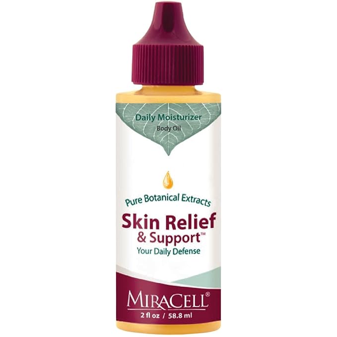 Miracell Skin Relief & Support Oil – Natural Face & Body Moisturizer with Apricot, Jojoba, and Vitamin E – Fast-Absorbing Hydration for Dry, Sensitive, or Rough Skin – 2 oz
