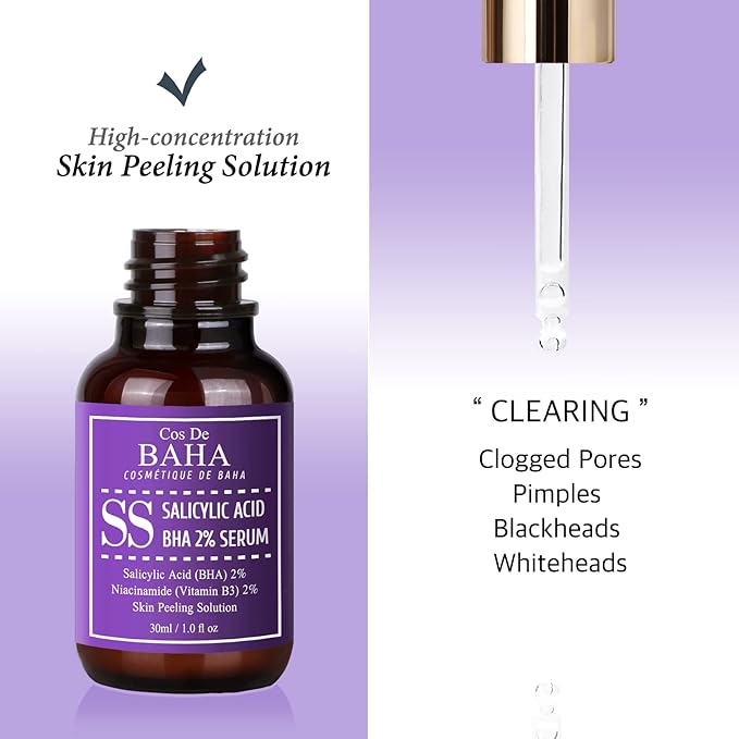 BHA 2% Pore Care Serum 30ml - Salicylic Acid Facial Serum - Gentle Exfoliating Formula - Hydrating Skin Texture Improvement - Blackhead Care - All Skin Types, 1 Fl Oz (30ml)