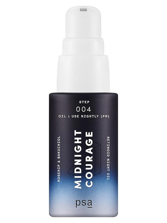 PSA - MIDNIGHT COURAGE Rosehip & Bakuchiol Retinoid Night Oil | Baobab, Pomegranate, & Sunflower Oils | Suitable for All Skin Types (15 mL | 0.5 oz)