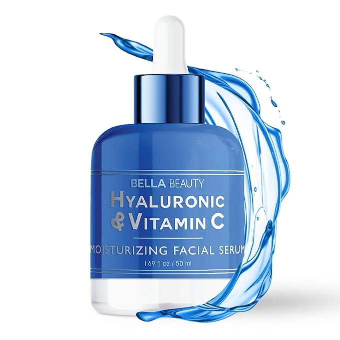 Bella Beauty Hyaluronic Acid & Vitamin C Moisturizing Facial Serum - Hydrating, Reduces Wrinkles & Fine Lines, Boosts Collagen - Dermatologist Tested, Korean Skin Care for All Skin Types - 1.69 Fl. Oz