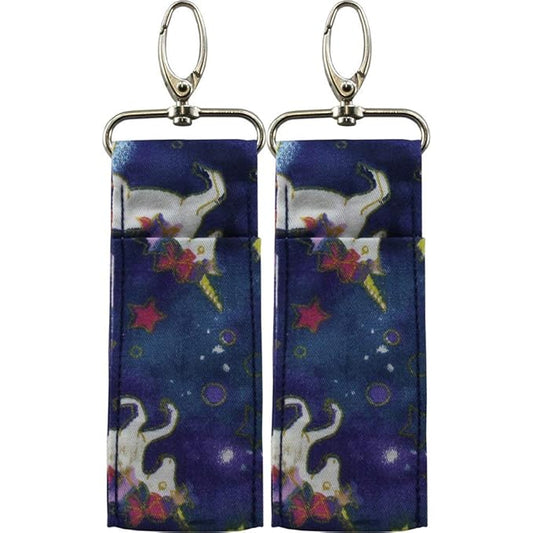Birdz 2 UNICORN Patterned Material Lip Balm Holsters LIPSTICK HOLDERS WITH Metal Clip