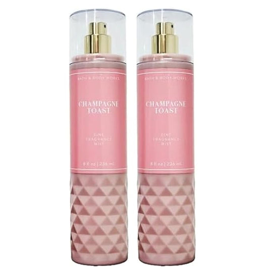 Bath and Body Works CHAMPAGNE TOAST Fine Fragrance Mist - NEW LOOKS 2022 - PACK OF 2 (FULL SIZE MIST 8FL OZ / 236 ML)