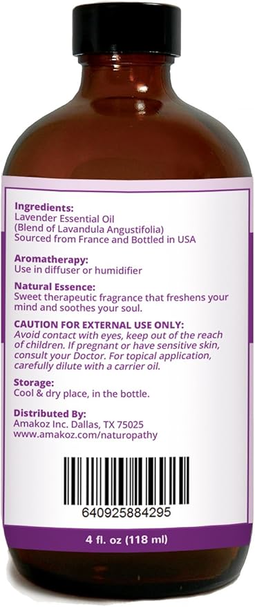 Naturopathy Lavender Essential Oil, 100% Natural Therapeutic Grade, Premium Quality Lavender Oil, 4 fl. Oz - Perfect for Aromatherapy and Relaxation