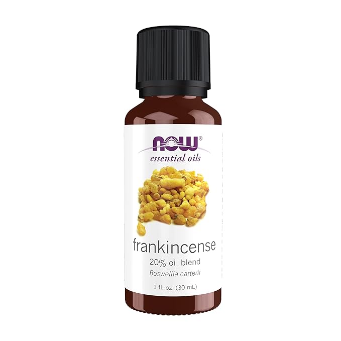 NOW Essential Oils, Frankincense Oil Blend, 20% Blend of Pure Frankincense Oil in Pure Jojoba Oil, Centering Aromatherapy Scent, Steam Distilled, Vegan, Child Resistant Cap, 1-Ounce