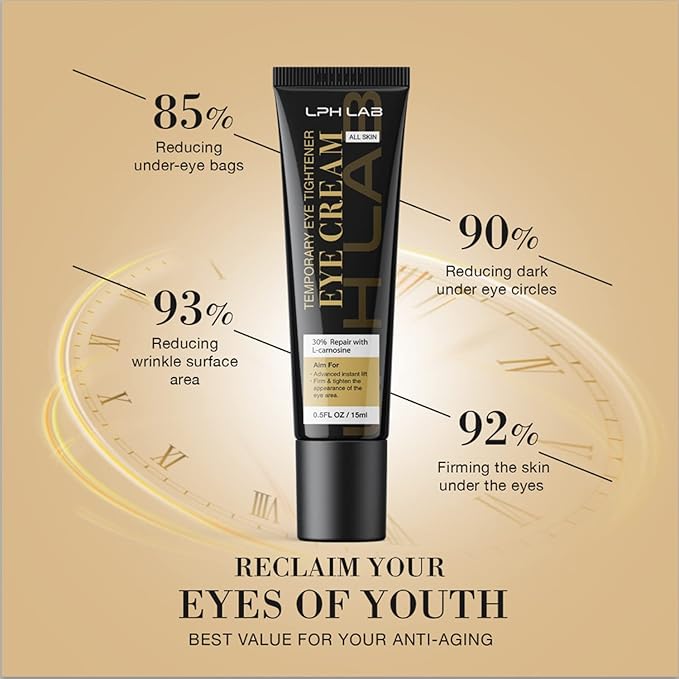 Instant Firm Eye Tightening Cream: Temporary Under Eye Bag Puffiness Removal - Rapid Eyebags Tightener Reducer Treatment for Senior Men and Women, 30mL