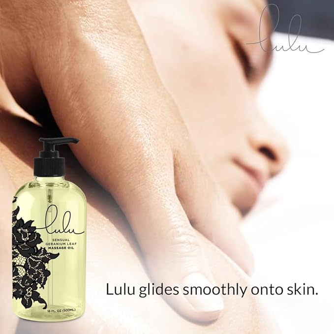 Lulu Massage Oil 16 Ounces for Full Body Massages of Joint and Muscles. Scented with Essential Oils and Sweet Almond Oil. for Couple Massage Therapy. Made in USA