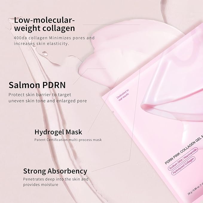 Pink collagen face mask,skin care jelly gel mask,overnight face mask for glass glow skin- elasticity, hydrating, firming and moisturizing,Pore Minimizing, Elasticity Improvement 4Pcs