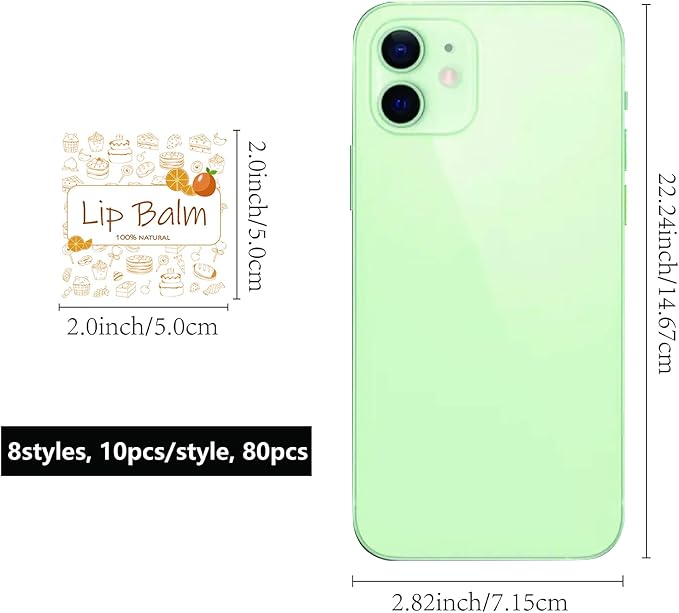 CRASPIRE Lip Balm Labels 80pcs Homemade Logo）