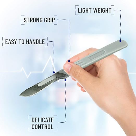 Disposable Scalpels| #10 Sharp Carbon-Steel Blades | Sterile Individual Pouches| for Dermaplaining, Podiatry, Crafts & More
